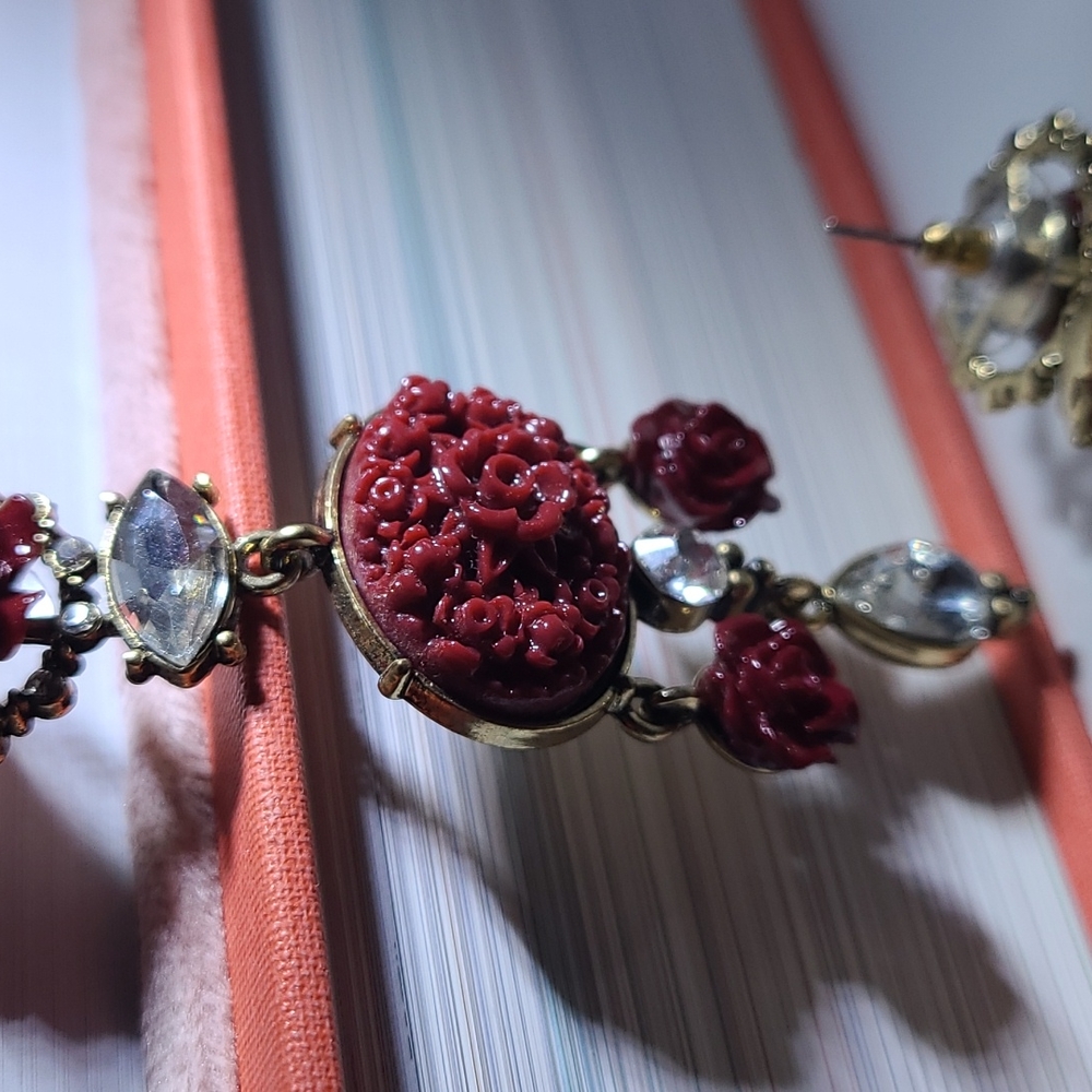 Maroon Rose Dangly Earrings